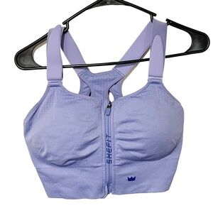 Shefit Plus Size 2 Luxe Light Purple Low Impact Sports Bra Zip Front Padded